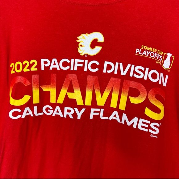 NHL calgary flames pacific division 2022 champs Stanley cup playoffs red yellow - Picture 4 of 6